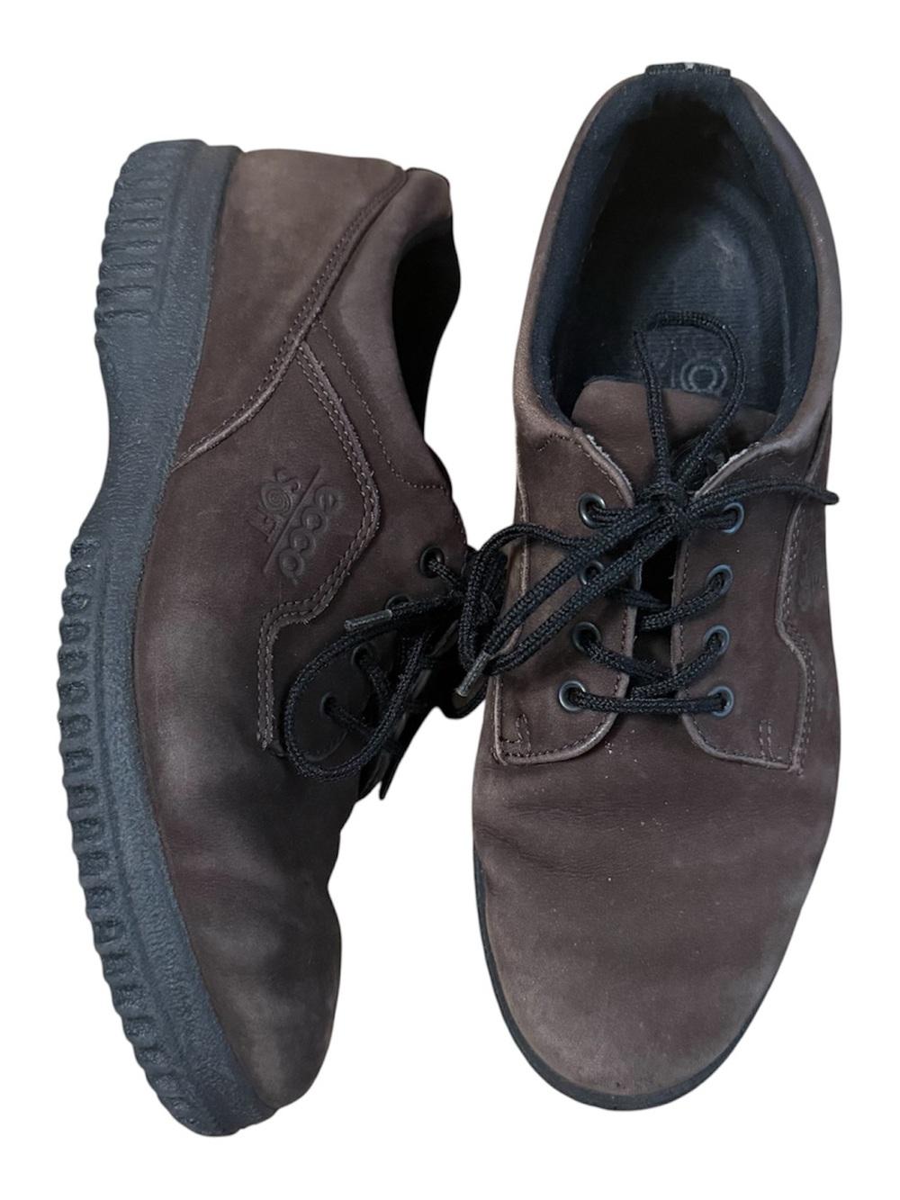 Ecco Soft Womens Shoes Brown Nubuck Leather Lace Up Suede Size 37 EU (6.5/7 US)